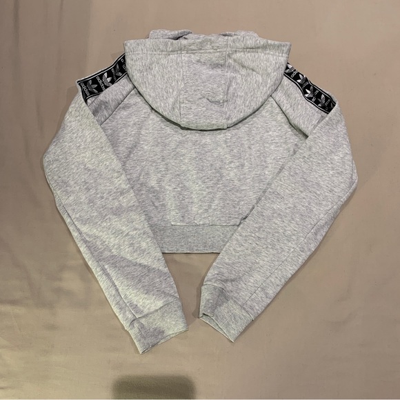 Adidas Grey Tape Cropped Sweatshirt - Picture 2 of 3